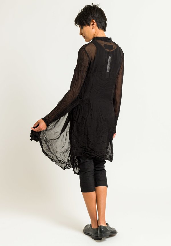 Rundholz Dip Sheer Button-Down Tunic in Black