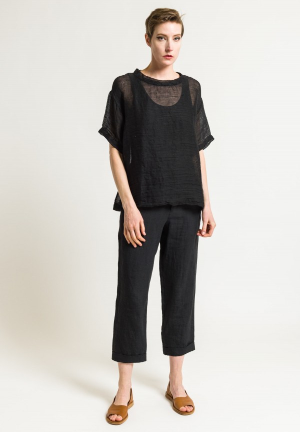 Kaval Linen Sheer Box Tee in Black | Santa Fe Dry Goods . Workshop ...