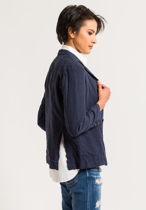 Kaval Linen Narrow 5B Jacket in Navy | Santa Fe Dry Goods