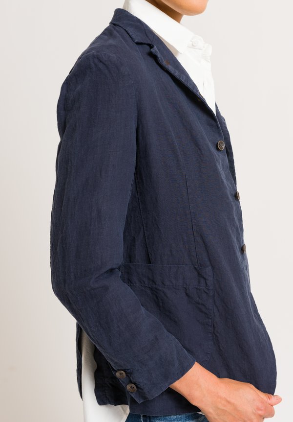 Kaval Linen Narrow 5B Jacket in Navy | Santa Fe Dry Goods