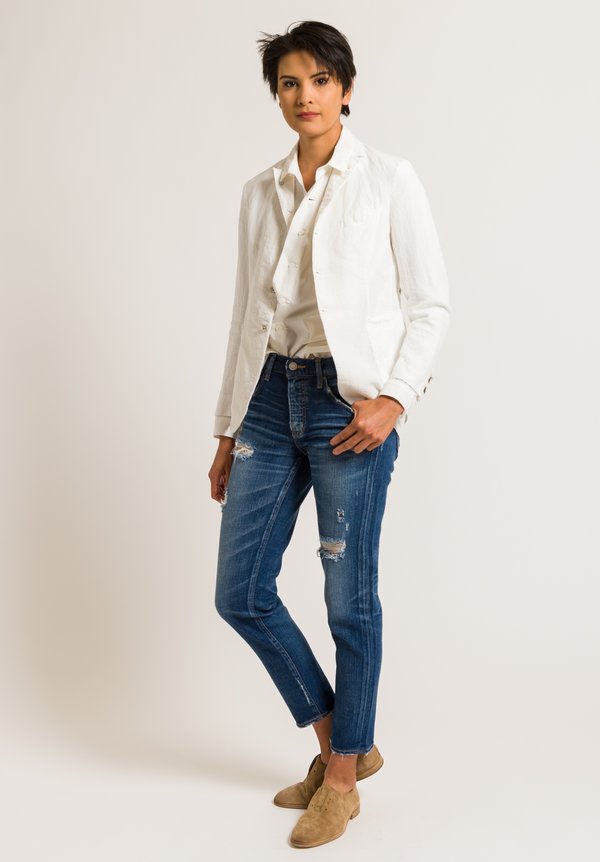 Kaval Linen Narrow 5B Jacket in Off White | Santa Fe Dry Goods