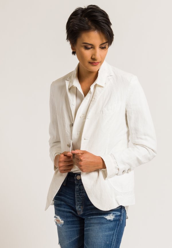 	Kaval Linen Narrow 5B Jacket in Off White