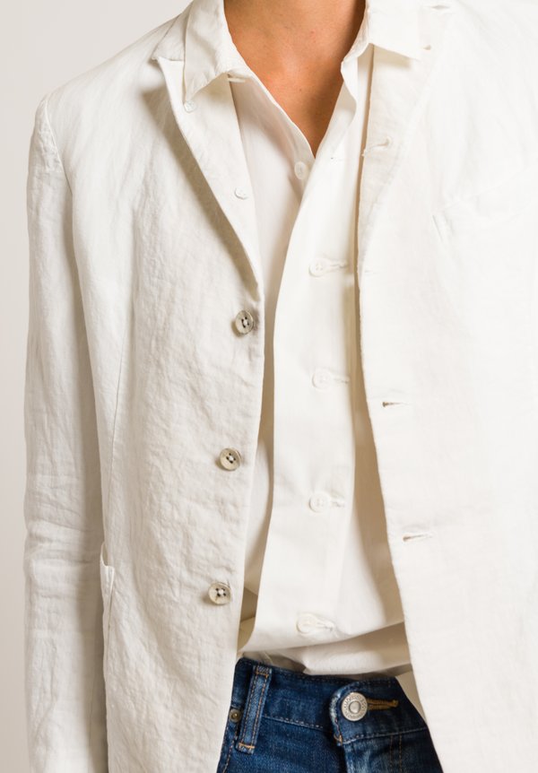 	Kaval Linen Narrow 5B Jacket in Off White