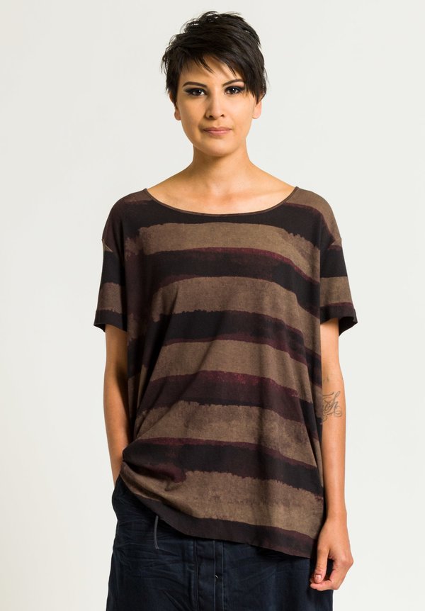 Rundholz Ribbed Jersey Tee in Granat Stripe