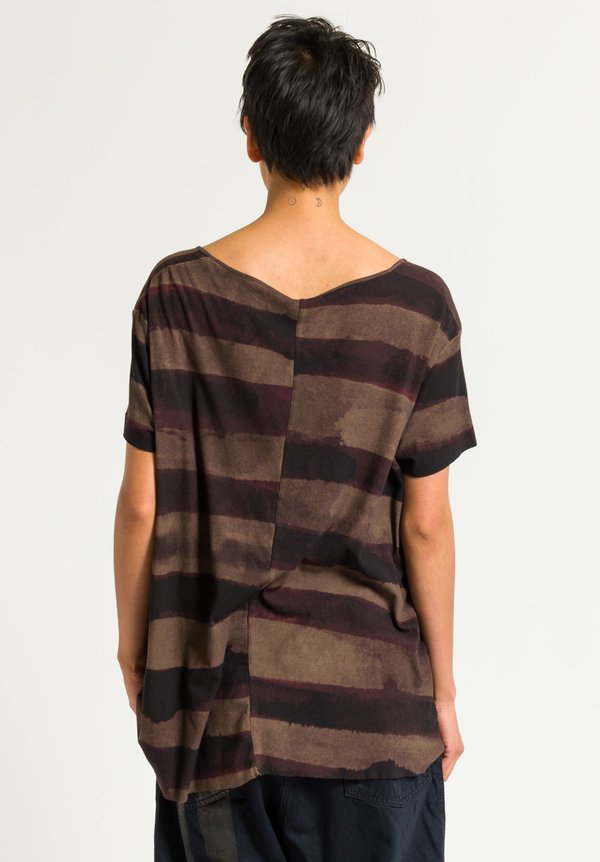 Rundholz Ribbed Jersey Tee in Granat Stripe