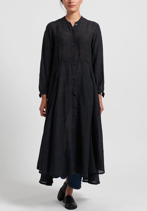 Kaval Kaddi Silk Long Shirt Dress in Black | Santa Fe Dry Goods