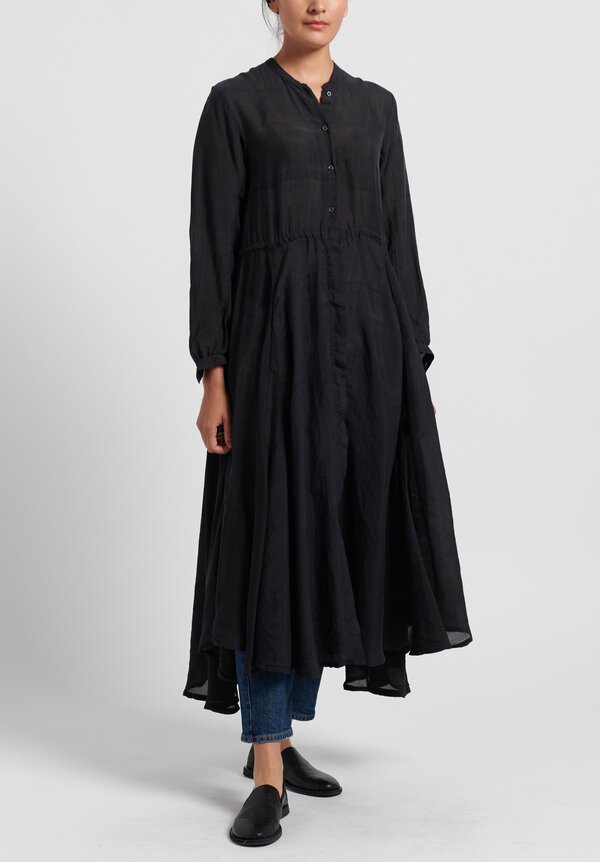 Kaval Kaddi Silk Long Shirt Dress in Black | Santa Fe Dry Goods ...