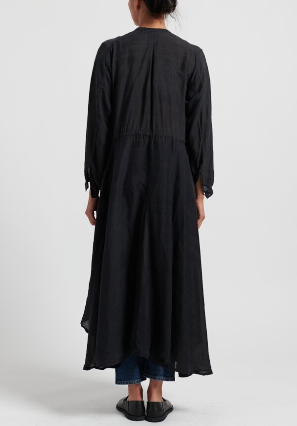 Kaval Kaddi Silk Long Shirt Dress in Black	