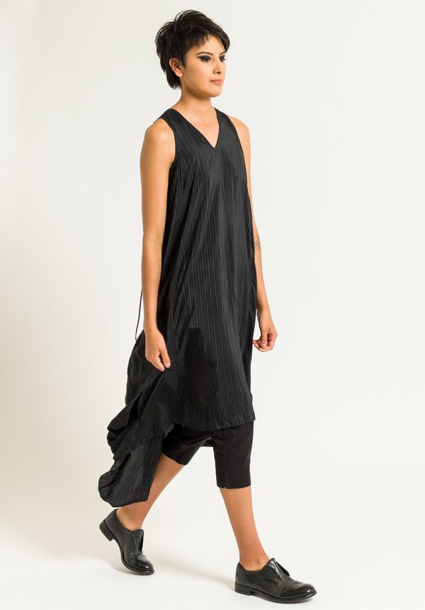 Rundholz Sleeveless Striped Dress in Black