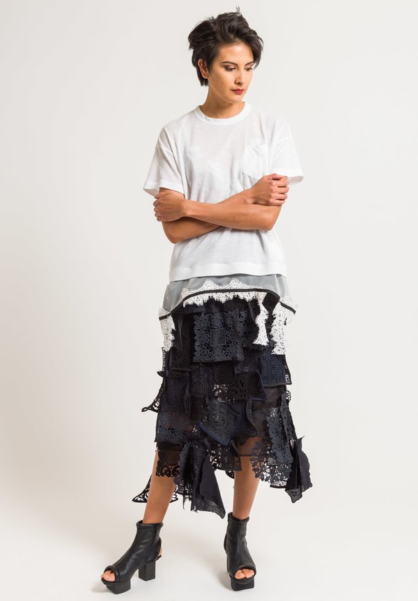 Sacai Lace Patchwork Skirt in Black