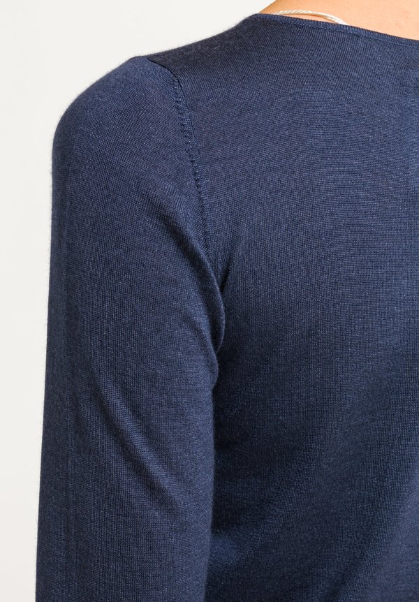 Brunello Cucinelli Cashmere/Silk Lightweight Sweater in Navy	