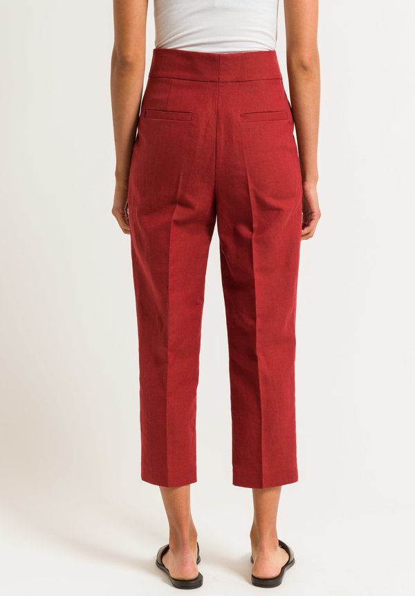 Brunello Cucinelli Front Pleat Trousers in Crimson