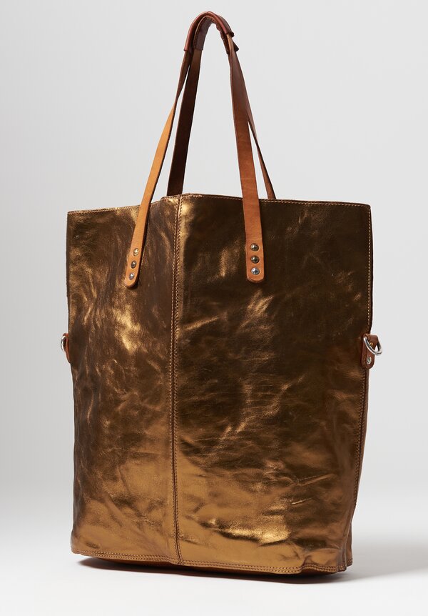 Campomaggi Large Metallic Shopping Tote in Gold	