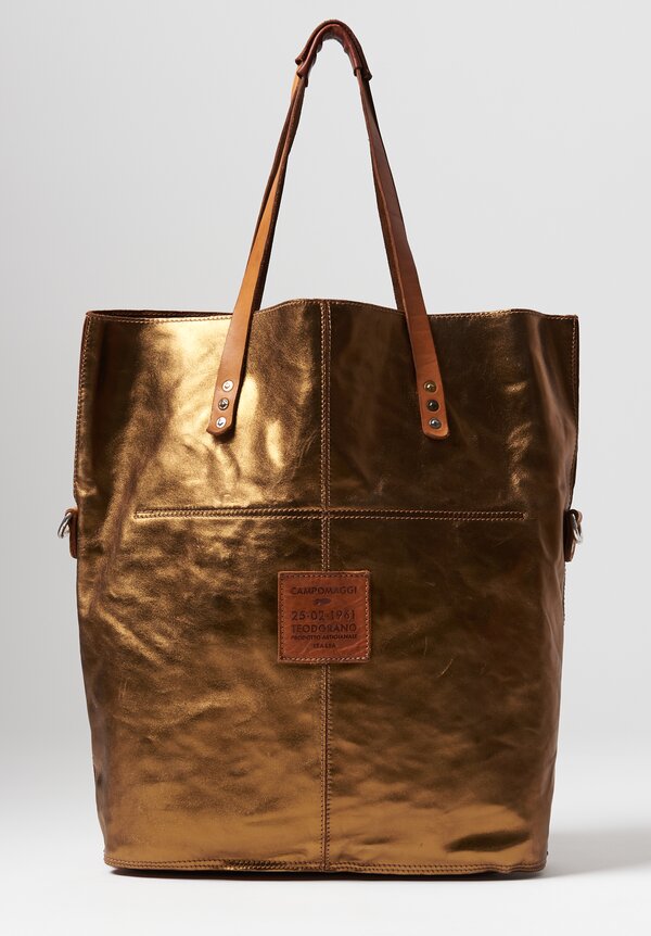 Campomaggi Large Metallic Shopping Tote in Gold	