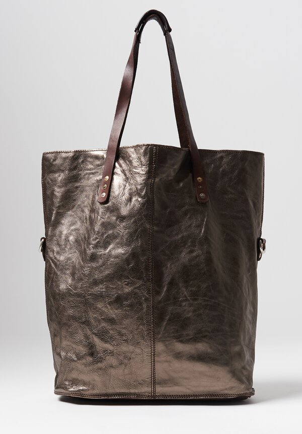 Campomaggi Large Metallic Shopping Tote in Silver	