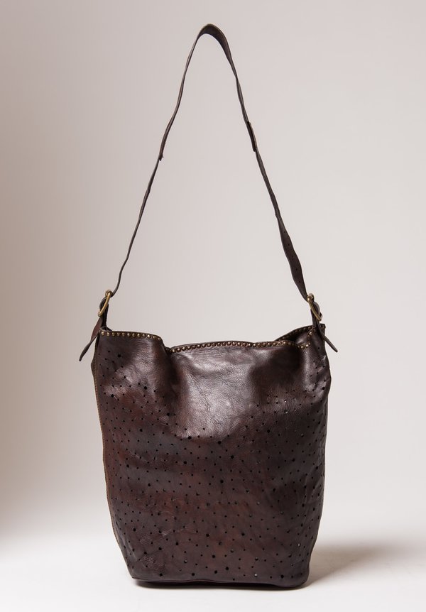 Campomaggi Perforated Shoulder Bag in Brown