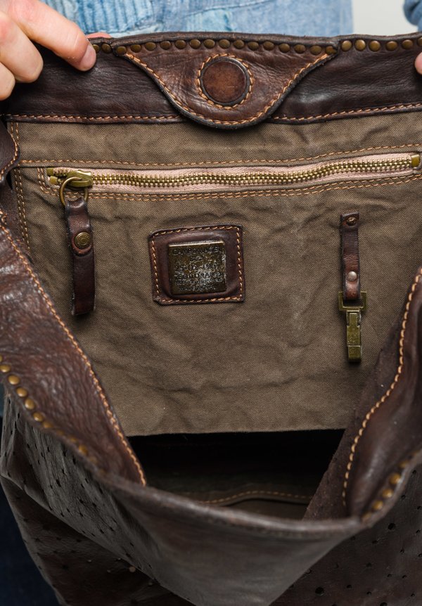 Campomaggi Perforated Shoulder Bag in Brown