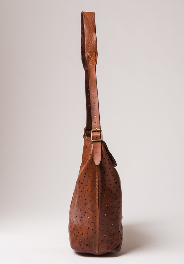 Campomaggi Perforated Shoulder Bag in Cognac