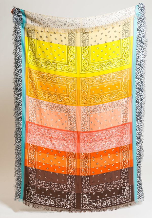Pierre Louis Mascia Silk Printed Scarf in Handkerchief/ Leopard	