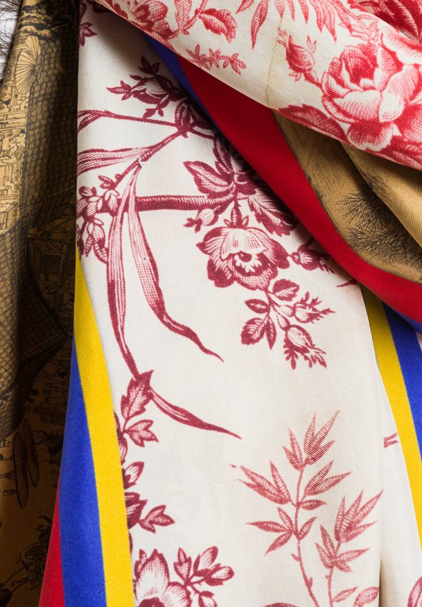 Pierre Louis Mascia Silk Printed Scarf in Floral/ Woods	