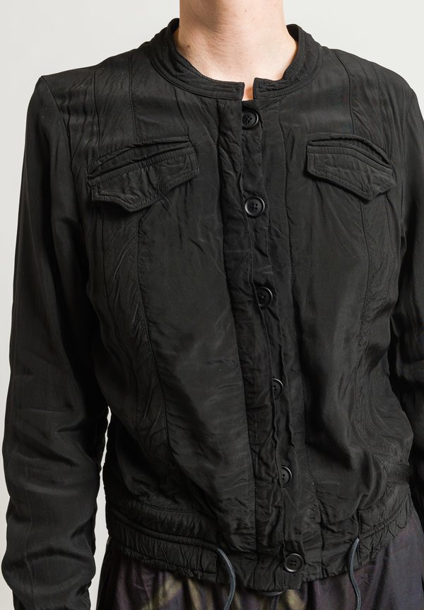 Rundholz Mandarin Collar Bomber Jacket in Black