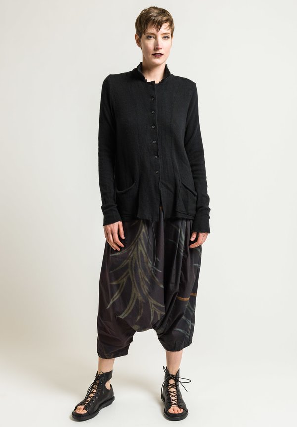 Rundholz Relaxed Cardigan with Pleated Back in Black