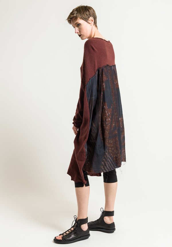 Rundholz Cashmere Tunic with Pleated Back in Granat/Dis. 038