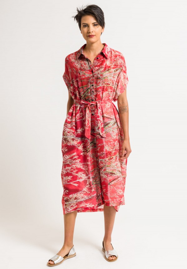 Anntian Asymmetric Shirt Dress in Felsenbirne