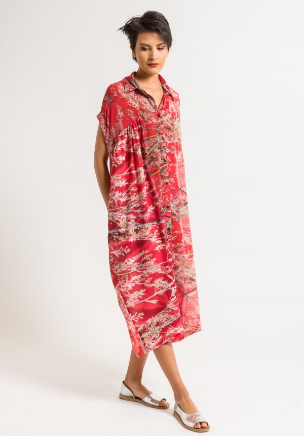 Anntian Asymmetric Shirt Dress in Felsenbirne