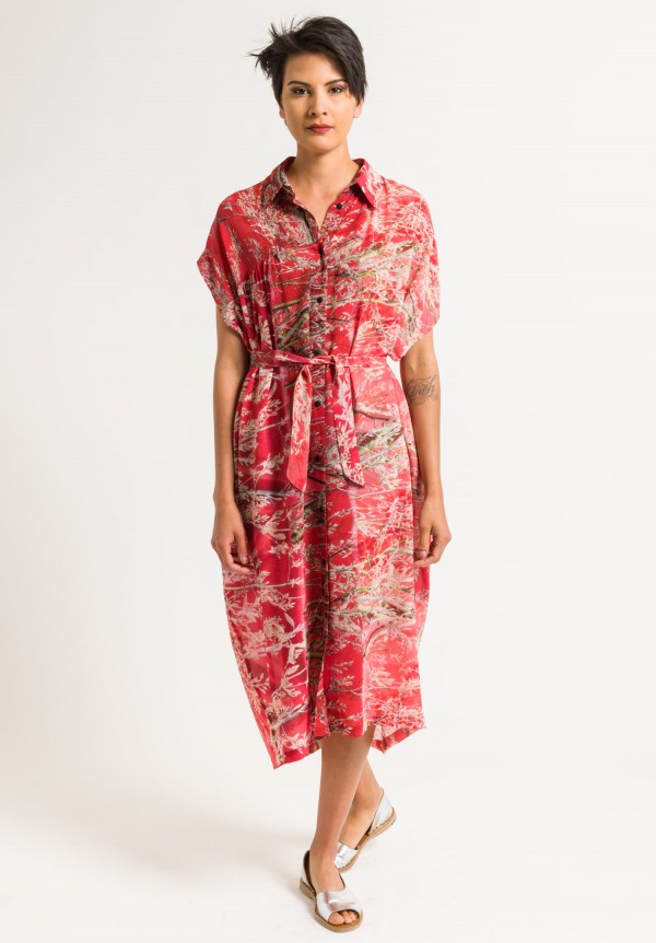 Anntian Asymmetric Shirt Dress in Felsenbirne