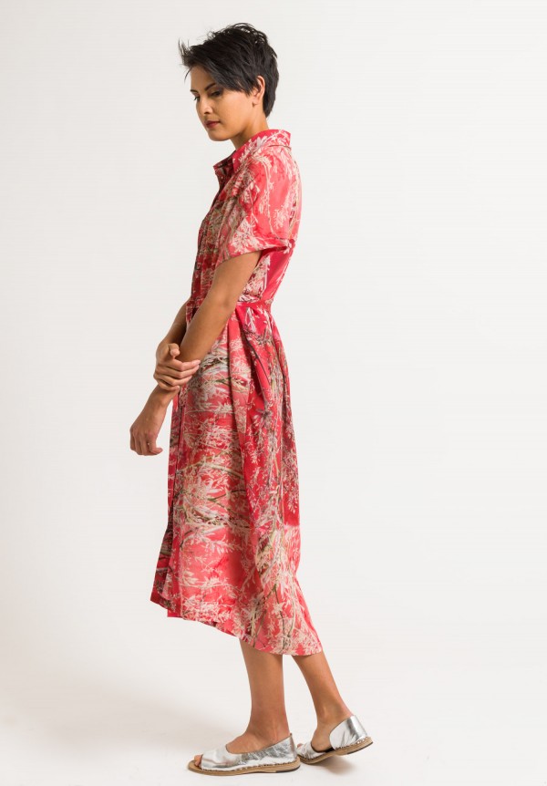 Anntian Asymmetric Shirt Dress in Felsenbirne