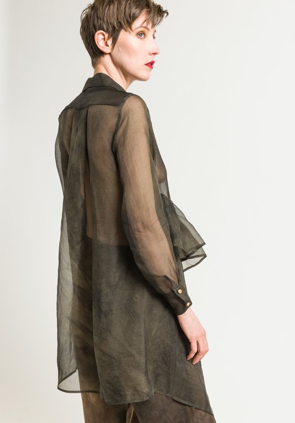 Uma Wang Sheer Tille Shirt in Dark Grey