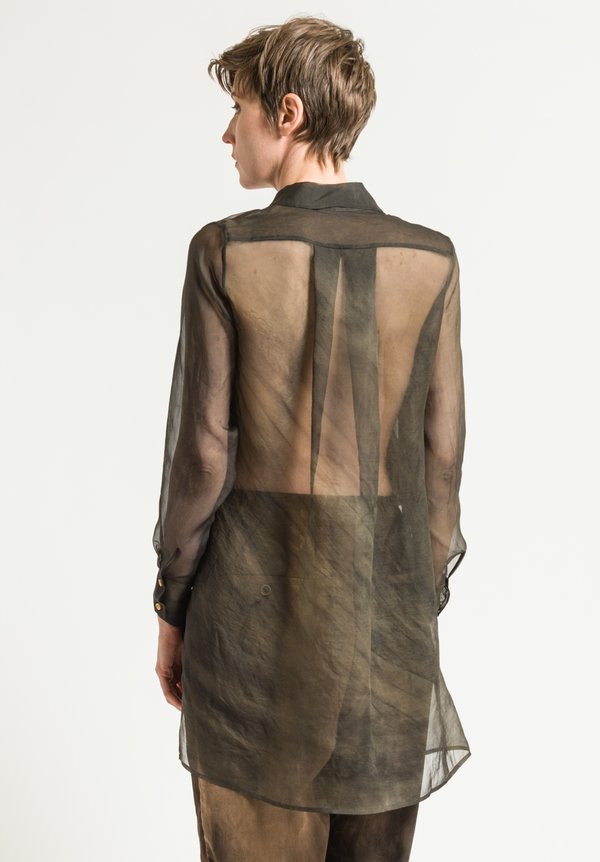 Uma Wang Sheer Tille Shirt in Dark Grey