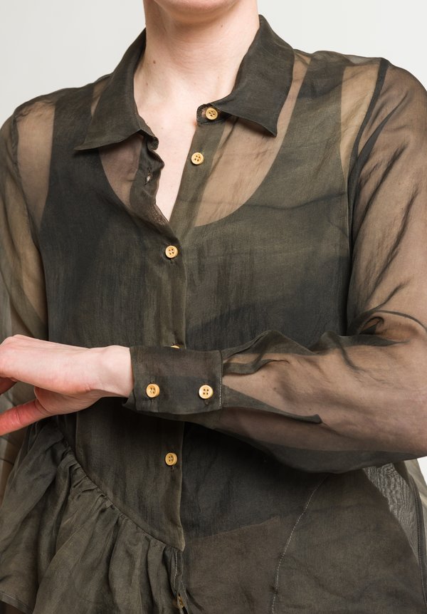 Uma Wang Sheer Tille Shirt in Dark Grey
