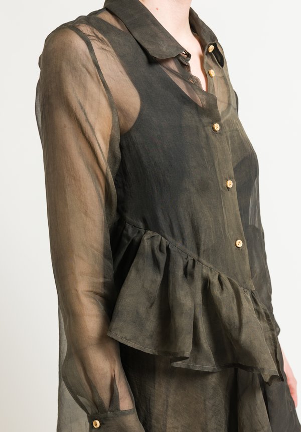 Uma Wang Sheer Tille Shirt in Dark Grey