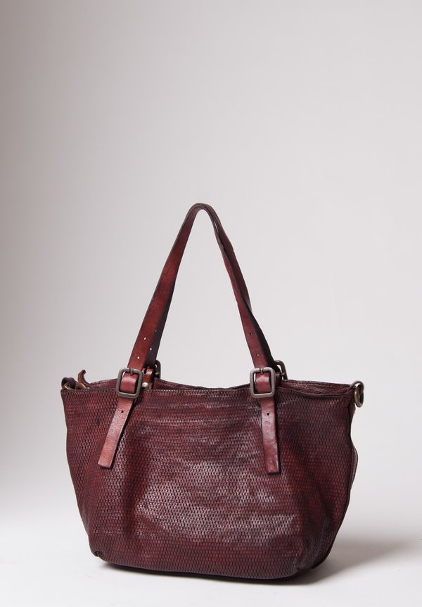 Campomaggi Small Laser Cut Shopping Bag in Wine