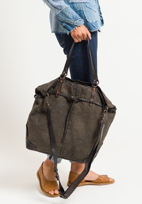 Campomaggi Studded Shopping Bag in Stained Grey