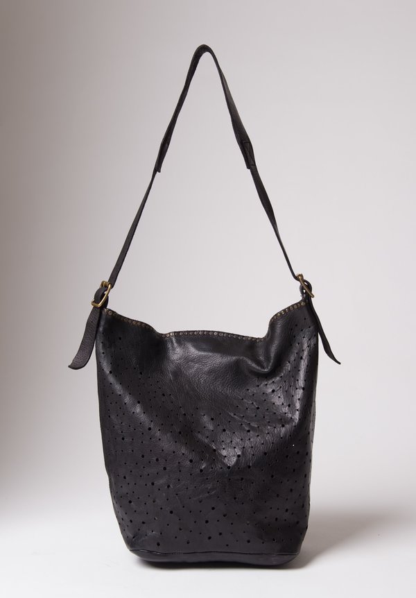 Campomaggi Perforated Shoulder Bag in Black