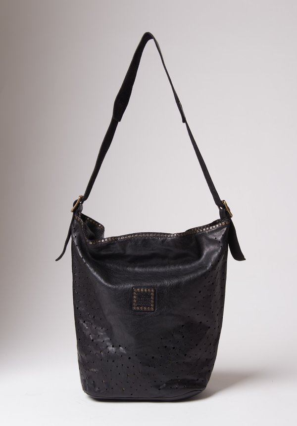 Campomaggi Perforated Shoulder Bag in Black