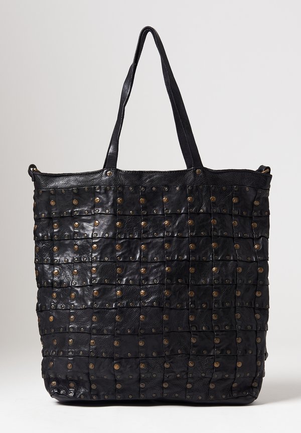 Campomaggi Patchwork Studded Shopping Bag in Black