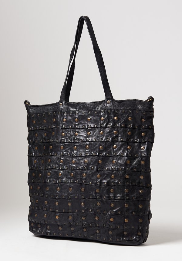 Campomaggi Patchwork Studded Shopping Bag in Black