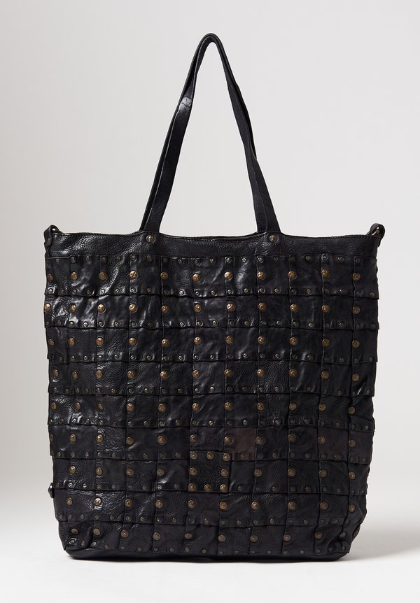 Campomaggi Patchwork Studded Shopping Bag in Black