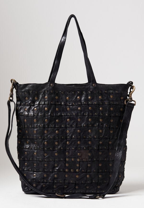 Campomaggi Patchwork Studded Shopping Bag in Black