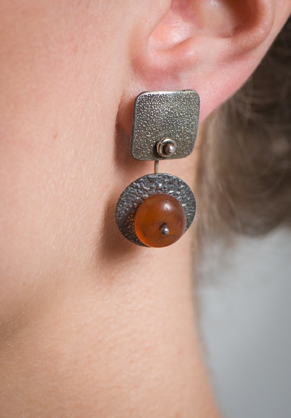 Holly Masterson Amber Beads & Sterling Disk Earrings