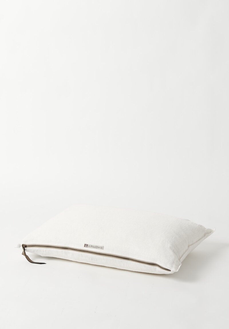 Maison de Vacances Crumpled Washed Linen Pillow in Blanc/ Ecru