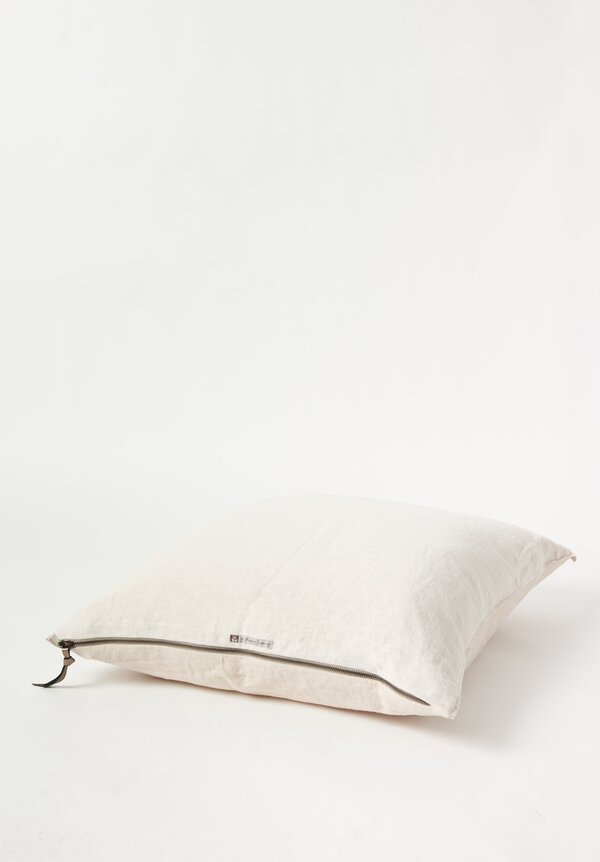 Maison de Vacances Large Crumpled Washed Linen Pillow in Crème/ Givré	