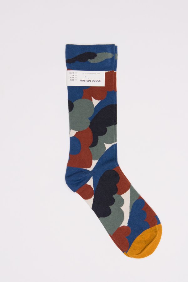 Bonne Maison Calf Length Socks in Camouflage/Natural