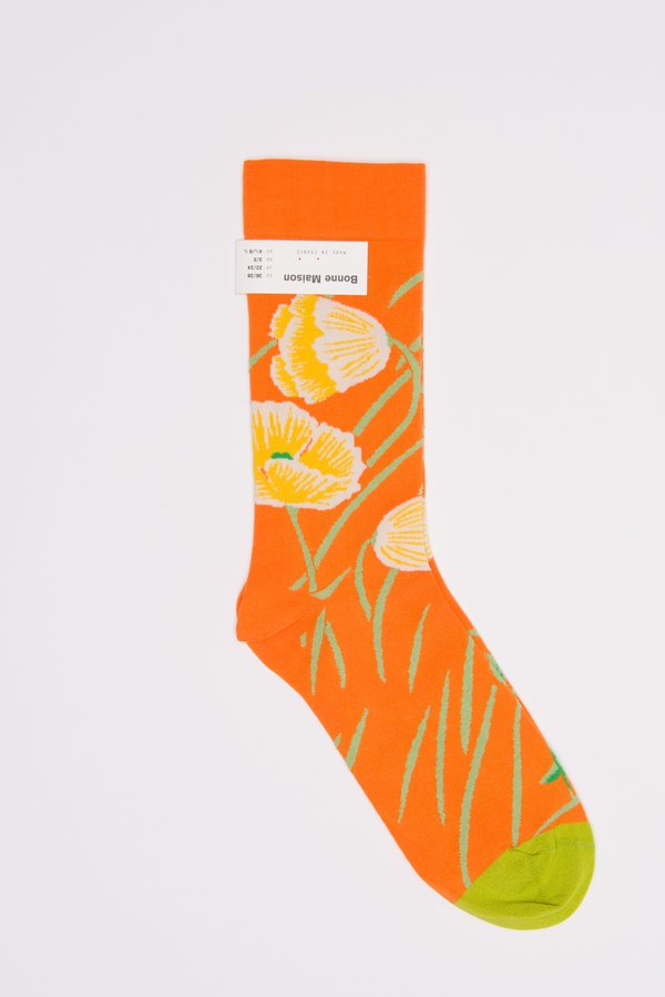 Bonne Maison Calf Length Socks in Poppy/Zest