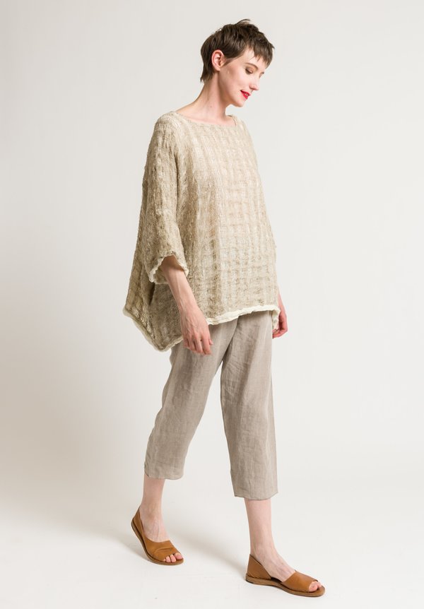 Daniela Gregis Washed Linen Netted Top in Natural