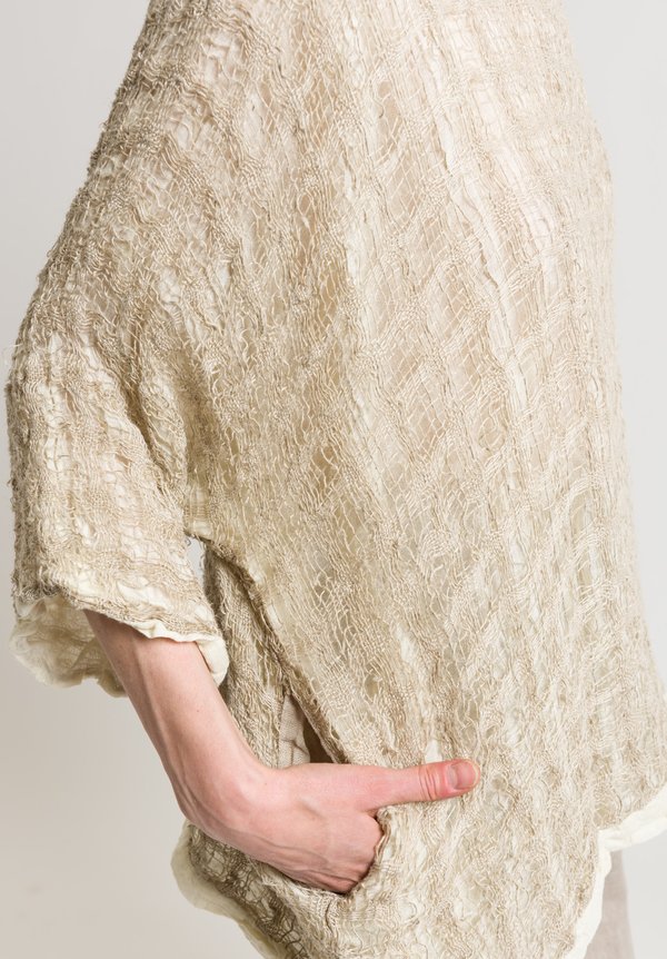 Daniela Gregis Washed Linen Netted Top in Natural